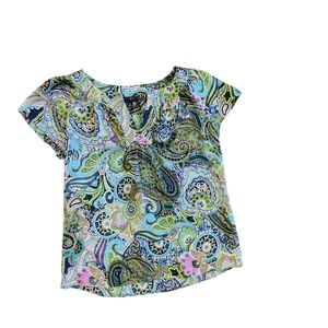 Talbots green paisley top - 2 petite